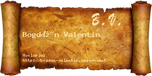 Bogdán Valentin névjegykártya