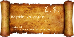 Bogdán Valentin névjegykártya